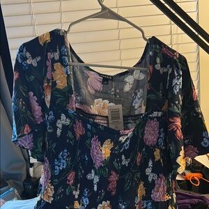 Torrid Floral Women's A Line Midi Dress- Multicolor (butterfly garden peacoat)